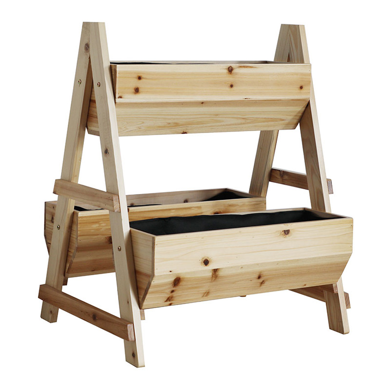 Caixa de plantador de madeira em forma de cama de jardim com tecido não tecido para quintal Caixa de plantador de madeira em forma de cama de jardim com tecido não tecido para quintal