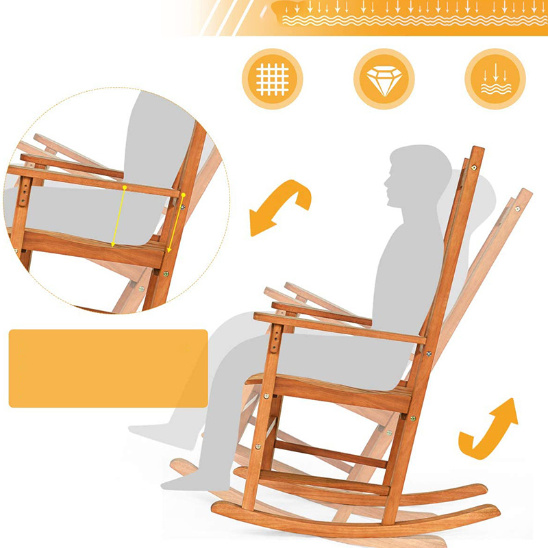 Conjunto de cadeiras de balanço de madeira de álamo 3 peças com mesa de centro 2 cadeiras de conversação de madeira