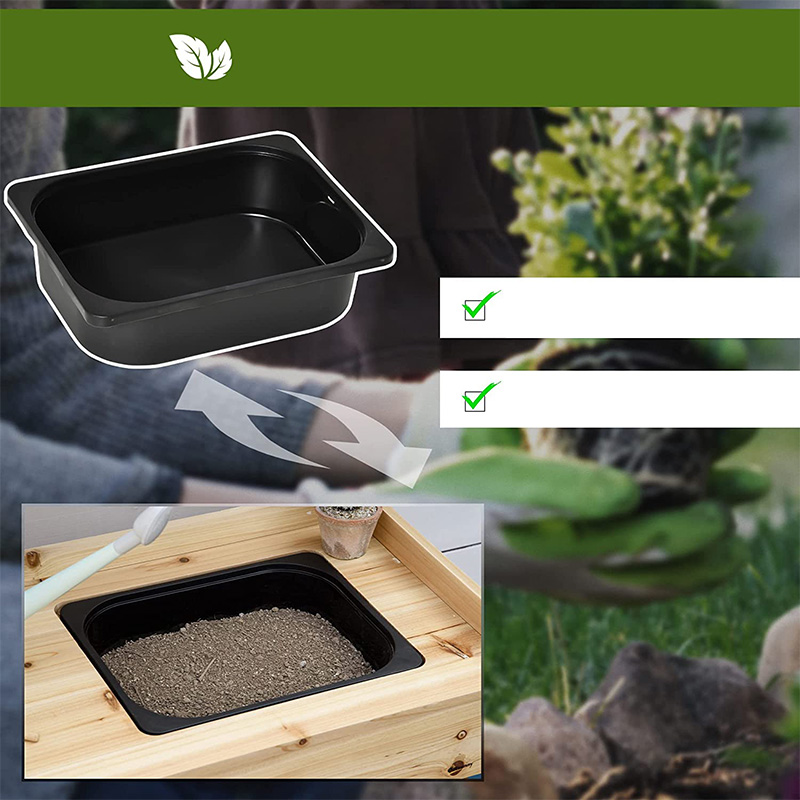 Mesa de banco de vasos, estação de trabalho de jardim com tela de peneira, pia e cestos removíveis