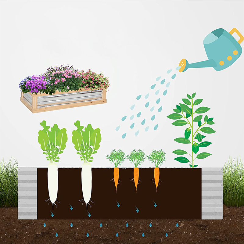 Kit de canteiro de flores de jardim elevado com estufa, plantador de moldura fria de madeira, natural