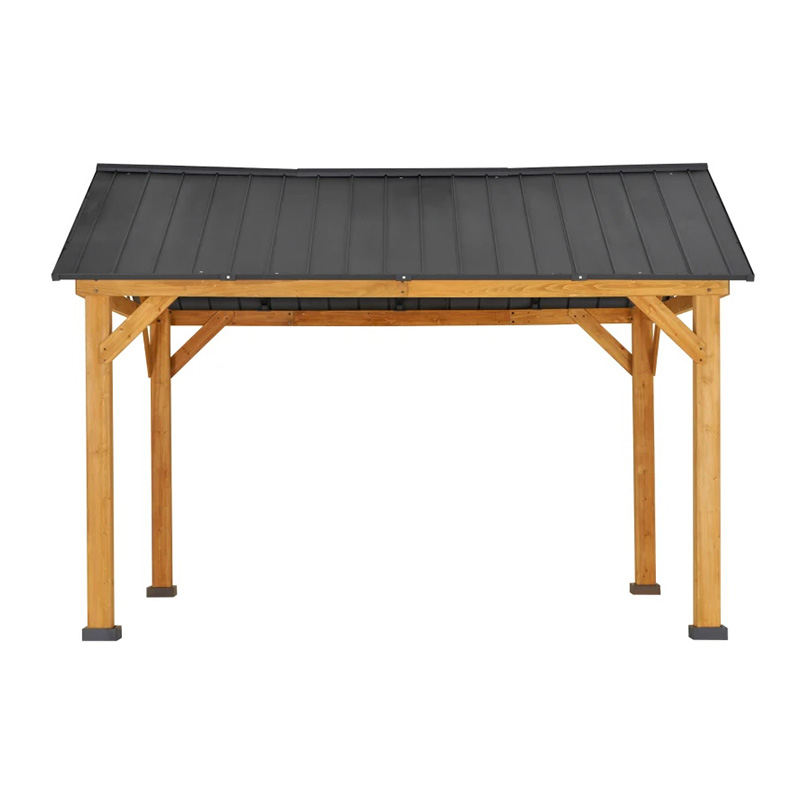 Gazebo Hardtop 11x13 com estrutura de madeira, toldo de telhado de metal permanente com gancho de teto para jardim, pátio, quintal