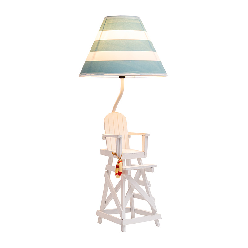 Candeeiro de mesa estilo litoral, azul gelado antigo