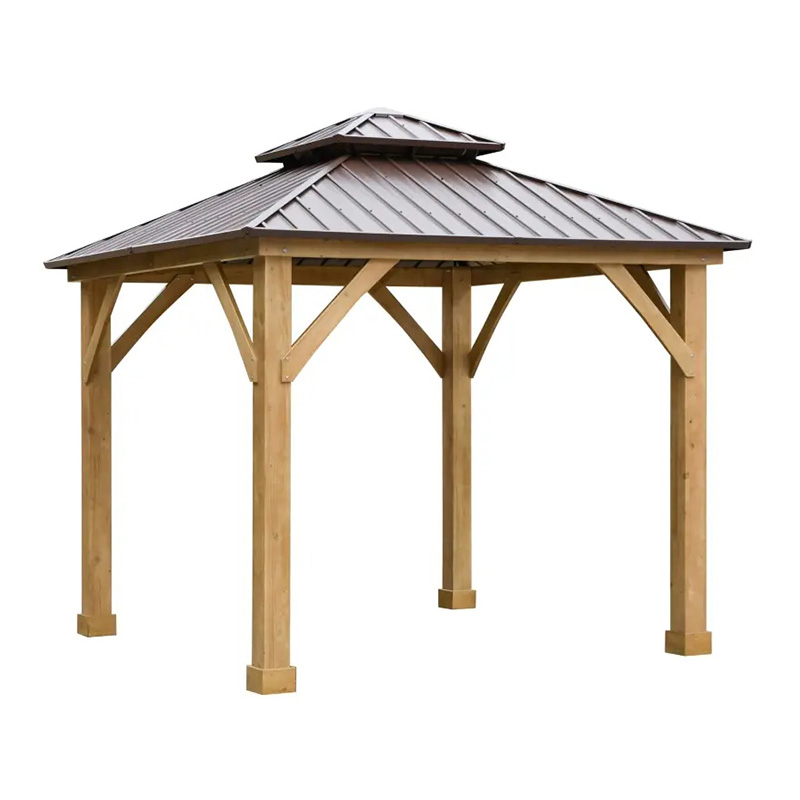 10' x 10' Hardtop Gazebo Pátio Dossel Abrigo Externo com Telhado de Aço de Camada Dupla