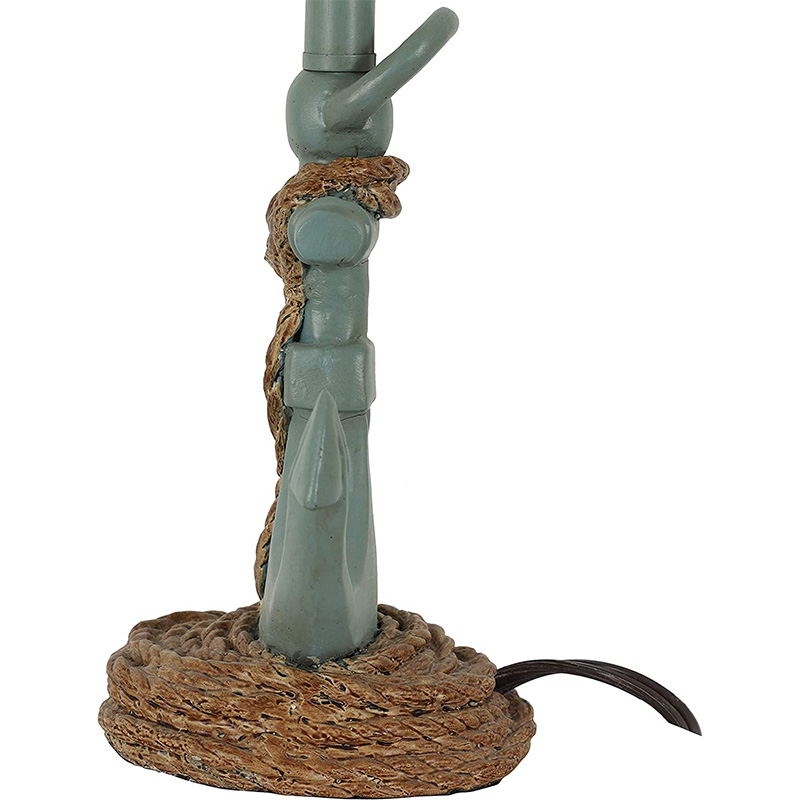 Candeeiro de mesa estilo litoral, azul gelado antigo