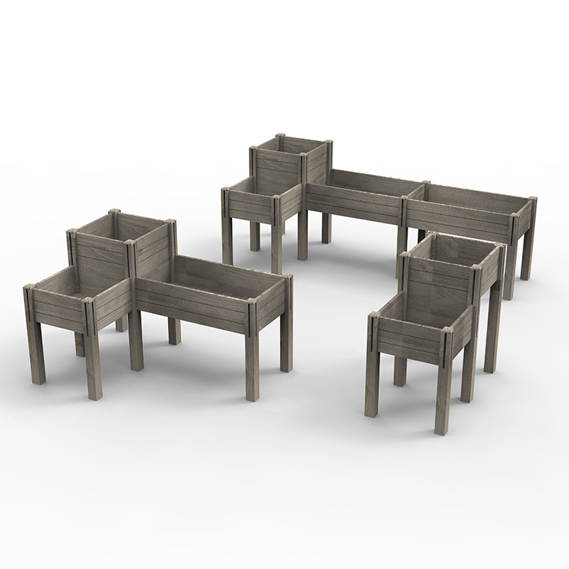 Cama de jardim elevada de 3 camadas com prateleira de armazenamento, kit de caixa de plantador de madeira elevada