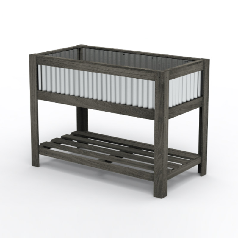 47' x 23' x 35' Cama de plantador de jardim elevado de madeira com área espaçosa para plantio, prateleira de armazenamento e uso versátil