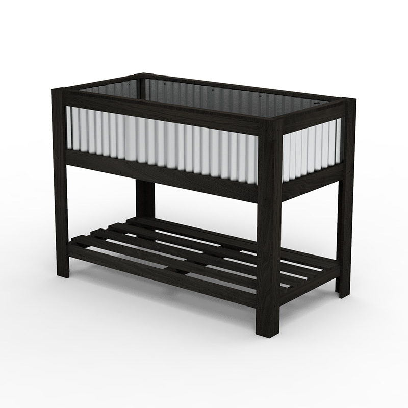 47' x 23' x 35' Cama de plantador de jardim elevado de madeira com área espaçosa para plantio, prateleira de armazenamento e uso versátil