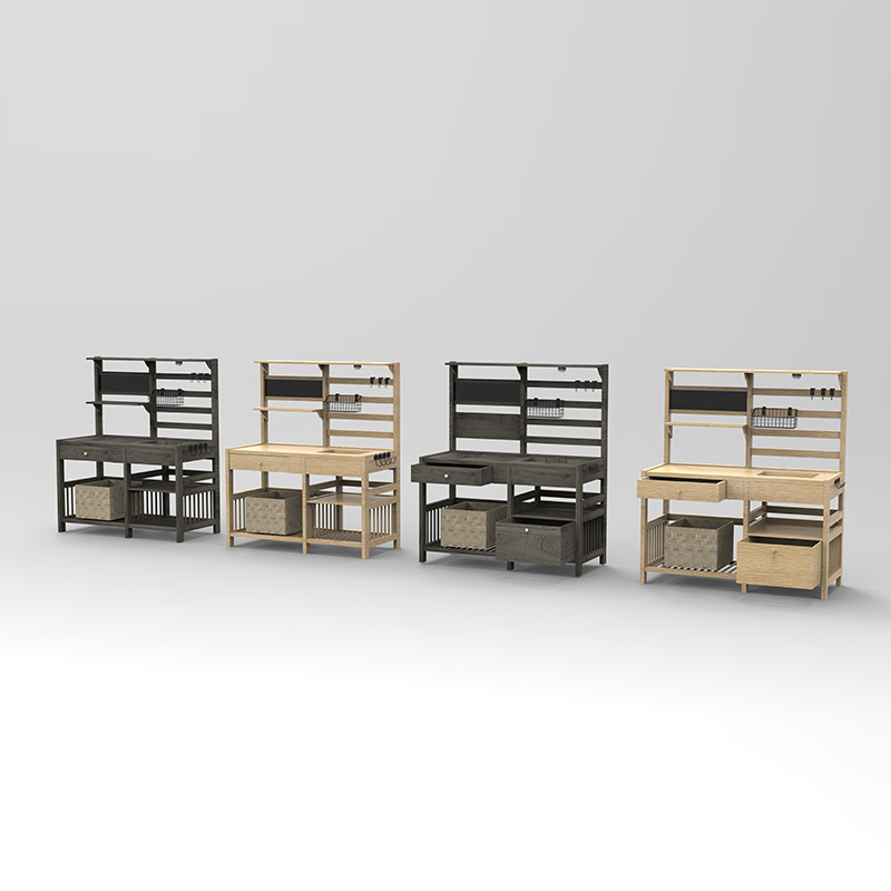 Mesa de banco de vasos, estação de trabalho de jardim com tela de peneira, pia e cestos removíveis