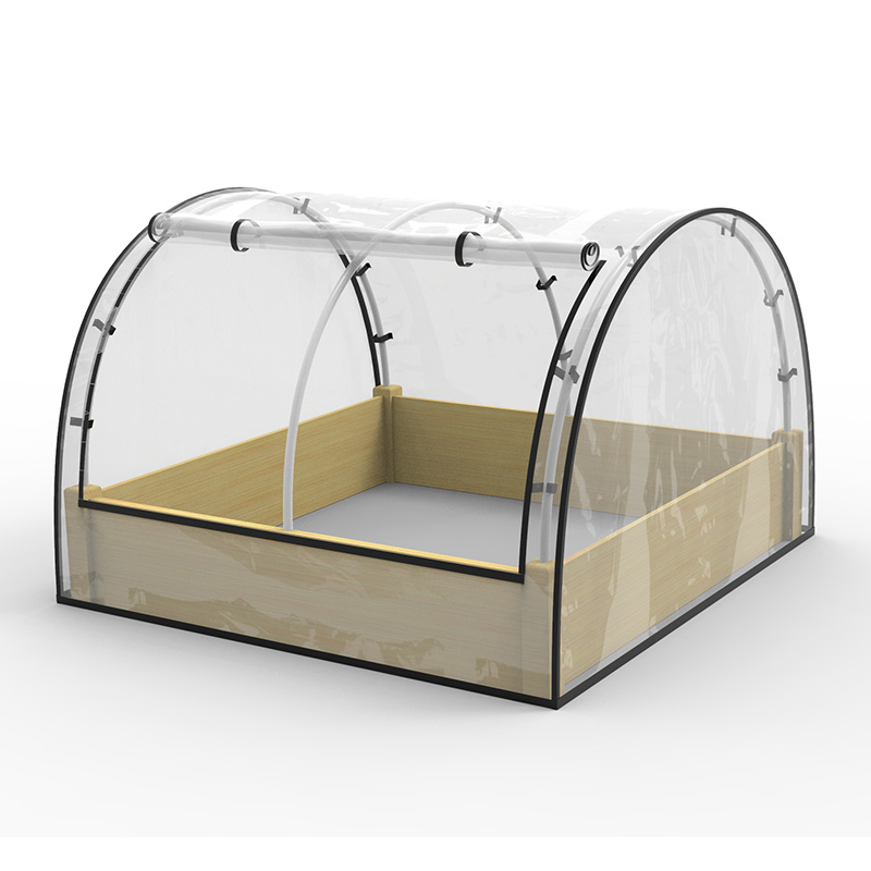 Kit de canteiro de flores de jardim elevado com estufa, plantador de moldura fria de madeira, natural