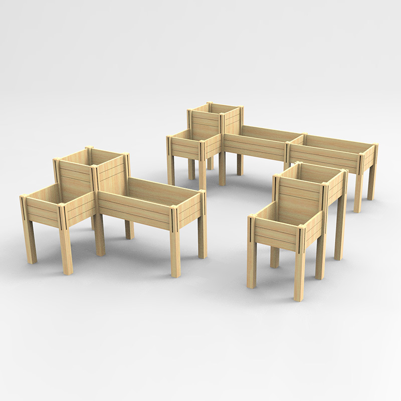 Cama de jardim elevada de 3 camadas com prateleira de armazenamento, kit de caixa de plantador de madeira elevada