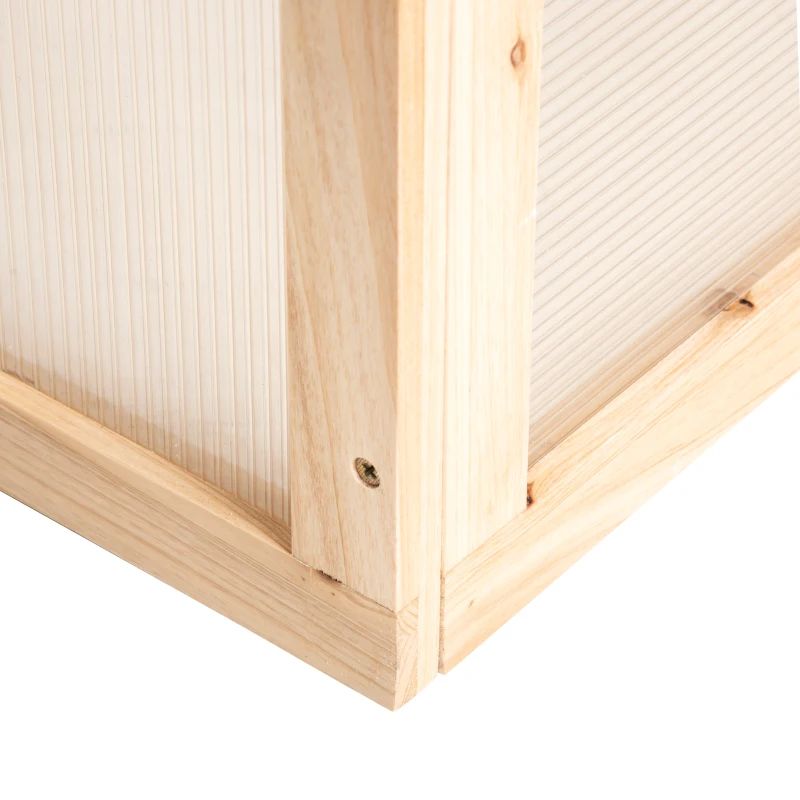 Kit de canteiro de flores de jardim elevado com estufa, plantador de moldura fria de madeira, natural