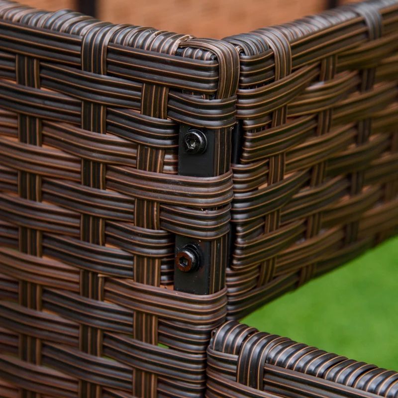 Caixa de plantador de flores de vime interno/externo com rack de armazenamento de ferramentas abaixo e área de trabalho elevada resistente 28' H