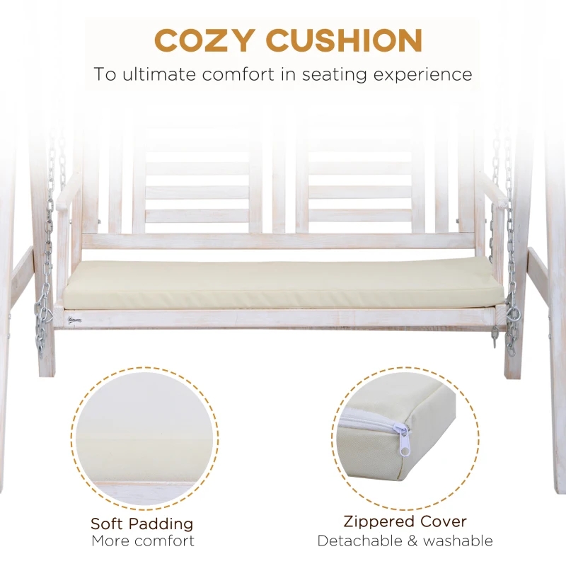 Balanço de varanda para 2 pessoas ao ar livre com suporte de madeira, design de estrutura em A forte e cobertura ajustável de combate à água