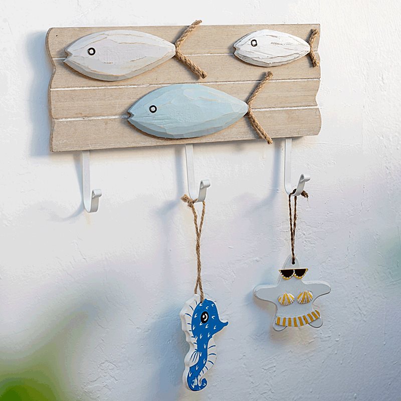 Lixincrafts decoração do santuário à beira-mar, decoração de estilo mar, roda de navio - decoração de peixe