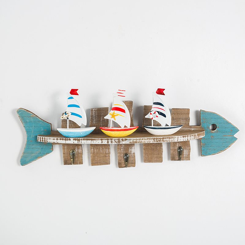 Lixincrafts decoração do santuário à beira-mar, decoração de estilo mar, roda de navio - decoração de peixe