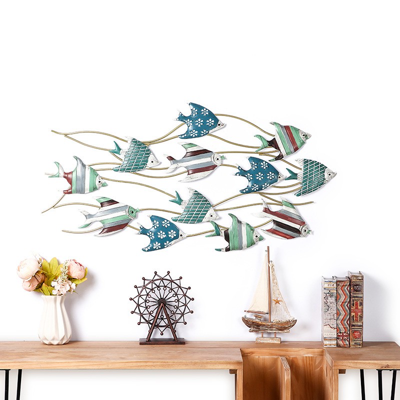 Lixincrafts decoração do santuário à beira-mar, decoração de estilo mar, roda de navio - decoração de peixe